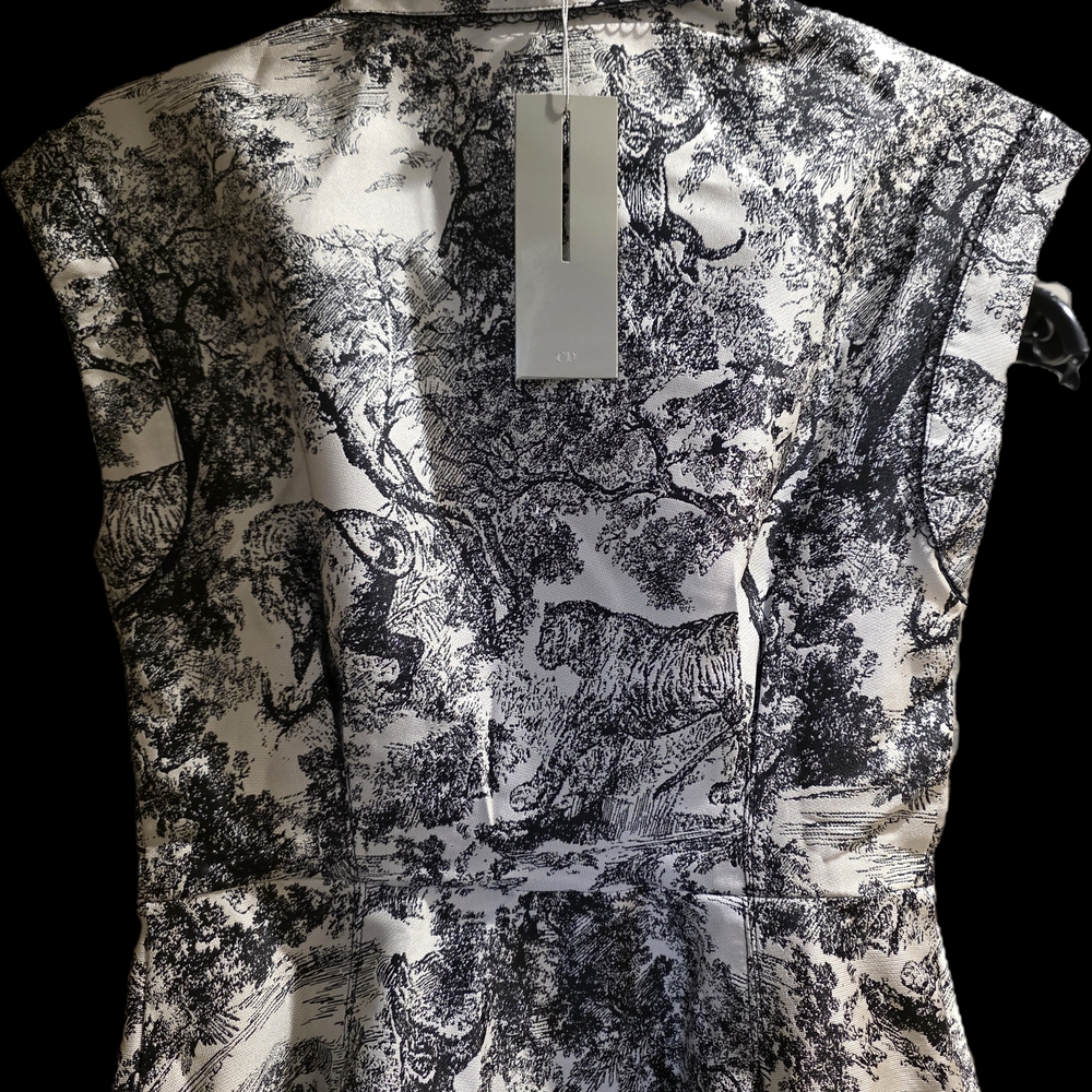 Toile de Jouy Designer Label Elegant Midi Printed Tiger Forest Jungle Dress